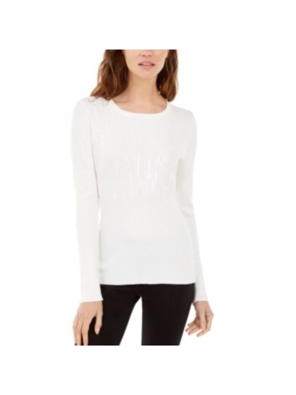 Inc Sequined Ribbed Sweater